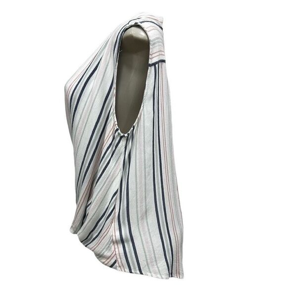 NWOT Liz Claiborne Wrap Blouse Women's Large Multicolor Striped Rayon Sleeveless - Picture 6 of 10